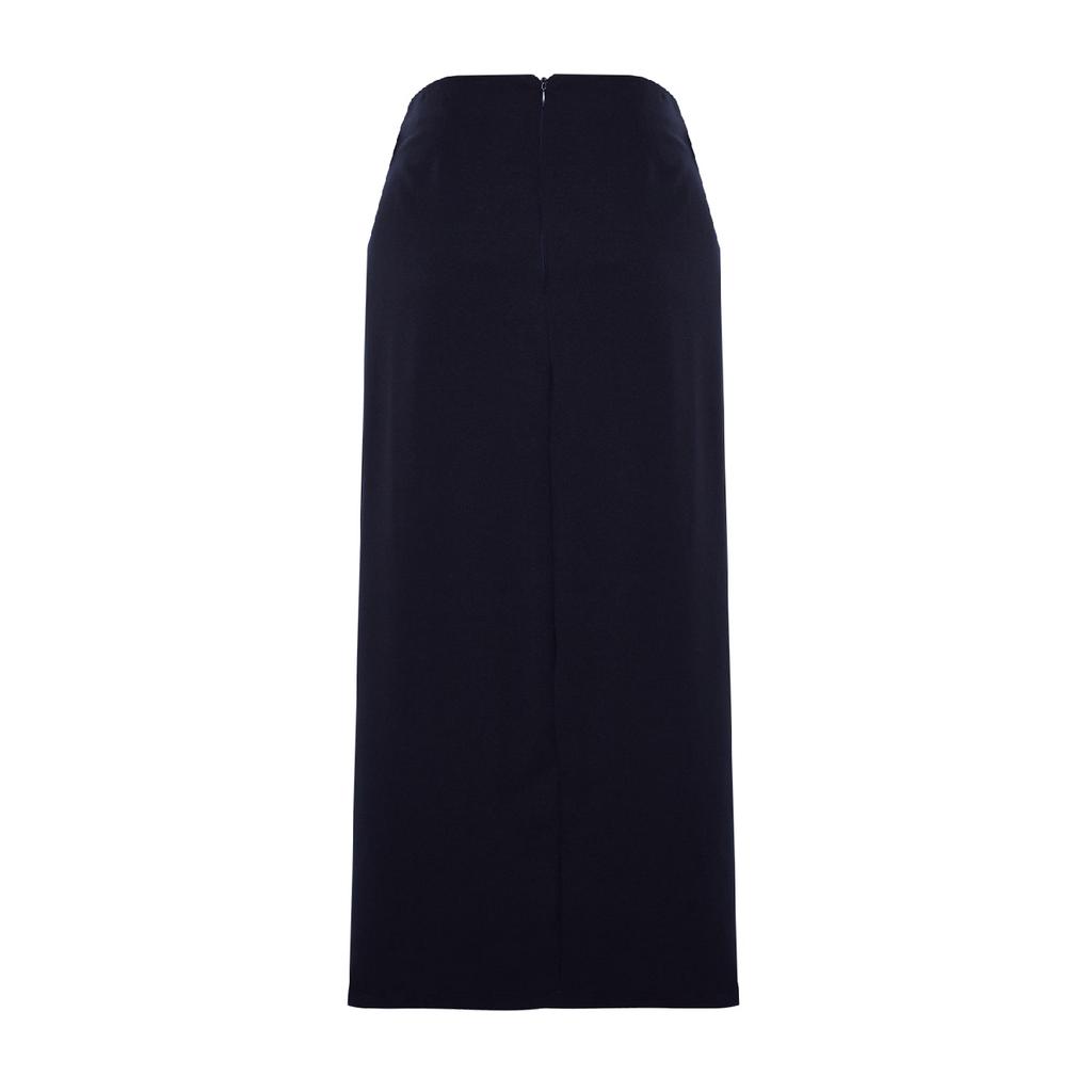 Navy Blue Belt Detailed Woven Skirt Tctaw24ee00014