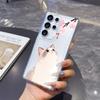 Cute Cat and Cherry Blossoms Phone Case for Samsung Galaxy S26 S25 S24 S23 S22 S21 S20 FE Plus Lucency TPU Protection Cover