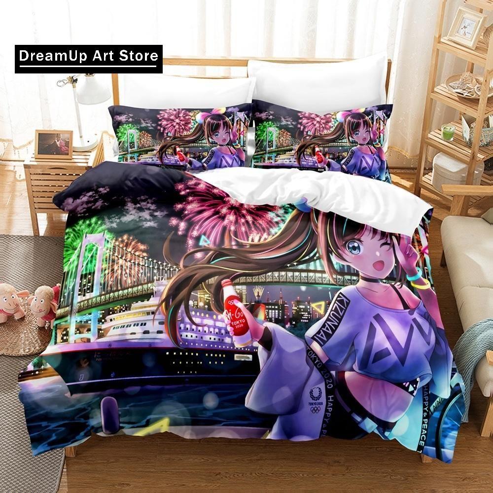 3d Printing anime Kawaii Girls Kizuna AI Bedding Set Single Twin Full Queen King Size Bed Set Adult Kid Bedroom Duvet cover Sets