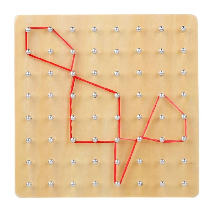 Fun Educational Toy With Wooden Geoboard And Elastic Rubber Bands for Kid Fine Motor Skills Logical Thinking Development