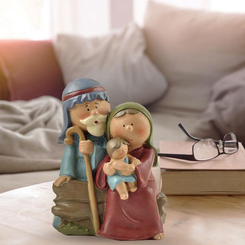 Nativity scene decorations Holy Family Figurine Statue Resin Figurine Christmas Table Decoration Craft Nativity Scene Home Decor