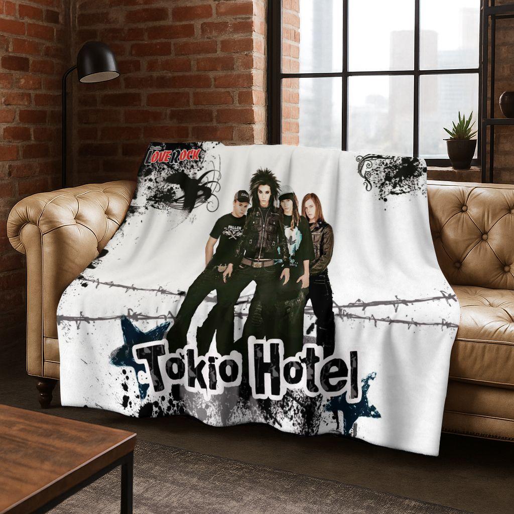 Módní Rocková Hudba Tokio Hotel Bill Tom Kaulitz Umění Flanelová Přikrývka, Útulná Měkká Přehozová Přikrývka pro Domov Ložnici Postel Pohovku Kryt Dárek