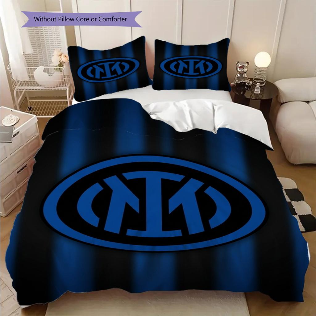 Set da tre pezzi Sfondo Emblema Inter (1 * copripiumino + 2 * federa, senza nucleo) Regalo di compleanno di Natale Copripiumino e federa