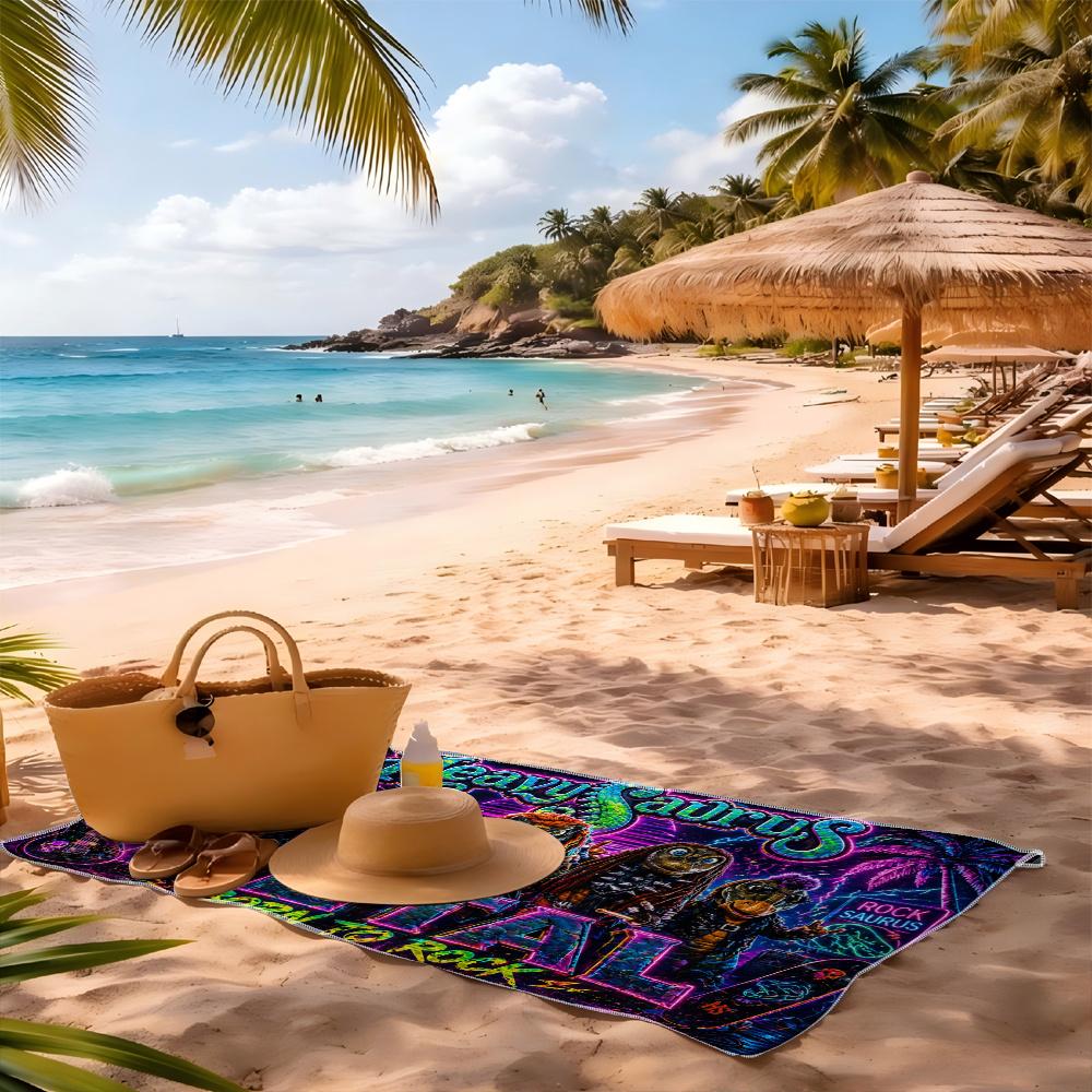 1pc Heavy Saurus D-Dinosaur Heavy Metal Band Beach Towel Microfiber Quick Dry Bath Towel For Pool Beach Travel Metal Fans Gift