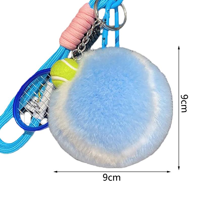 1 Piece Backpack Hanging Anti Lost Rex Rabbit Fur Keyrings Trinket Jewelry Tennis Keychain Plush Tennis Ball Pendant