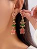 Creative Handmade Knitted Ball Long Tassel Earrings for Women Candy Cane Christmas Tree Pendant Earrings Xmas Party Jewelry