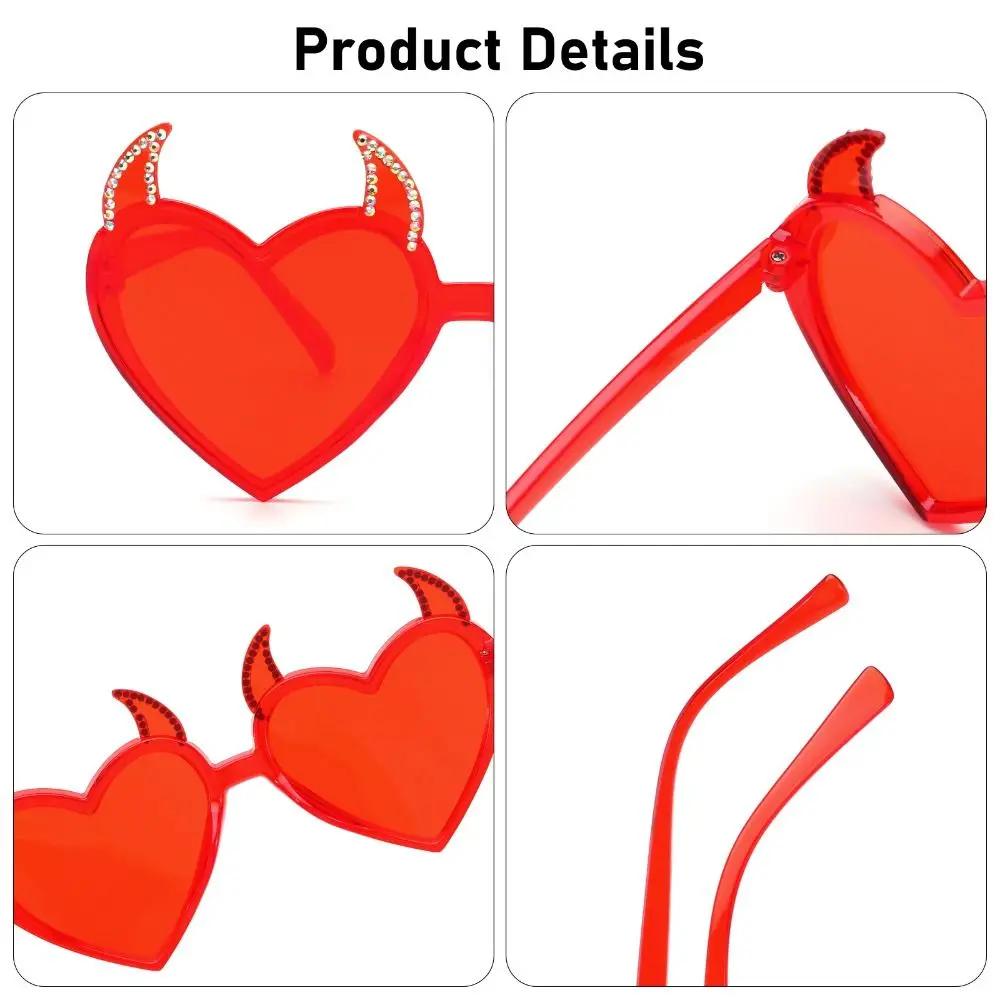 Fashion Devil Ear Heart Shape Sunglasses Rock Horn Halloween Decoration Sun Glasses UV Protection Cosplay Glasses for Women Men