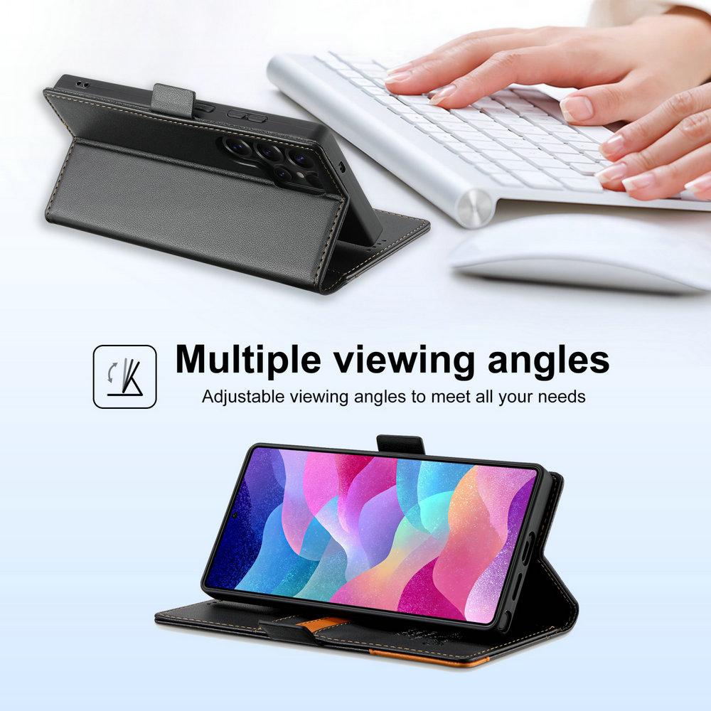 Luxus Hülle RFID Leder Buch Coque für Samsung Galaxy S25 Ultra S24 S23 S22 S21 S20 FE S 21 Plus 22 23 24 FE 25 Edge Klapphülle