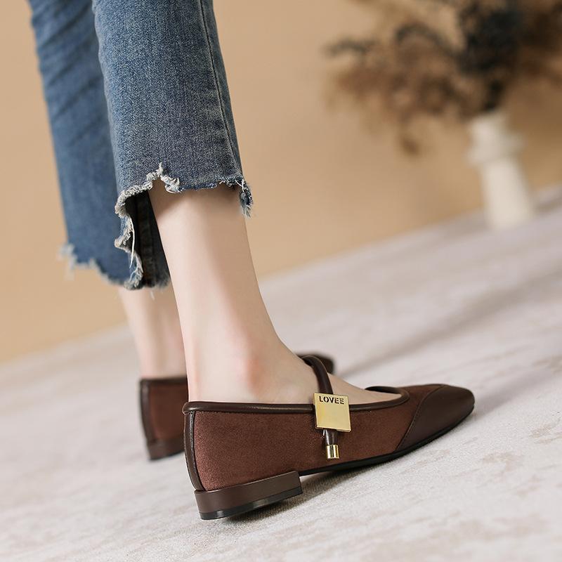 Flacher Absatz Leichter Mund Mary Jane Einzelne Schuhe Damen Kopf Freizeitschuhe Doudou Schuhe