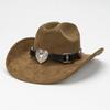 Hot Selling Suede Western Cowboy Hat, Vintage Love Belt Top Hat Party Vacation Sun Hat