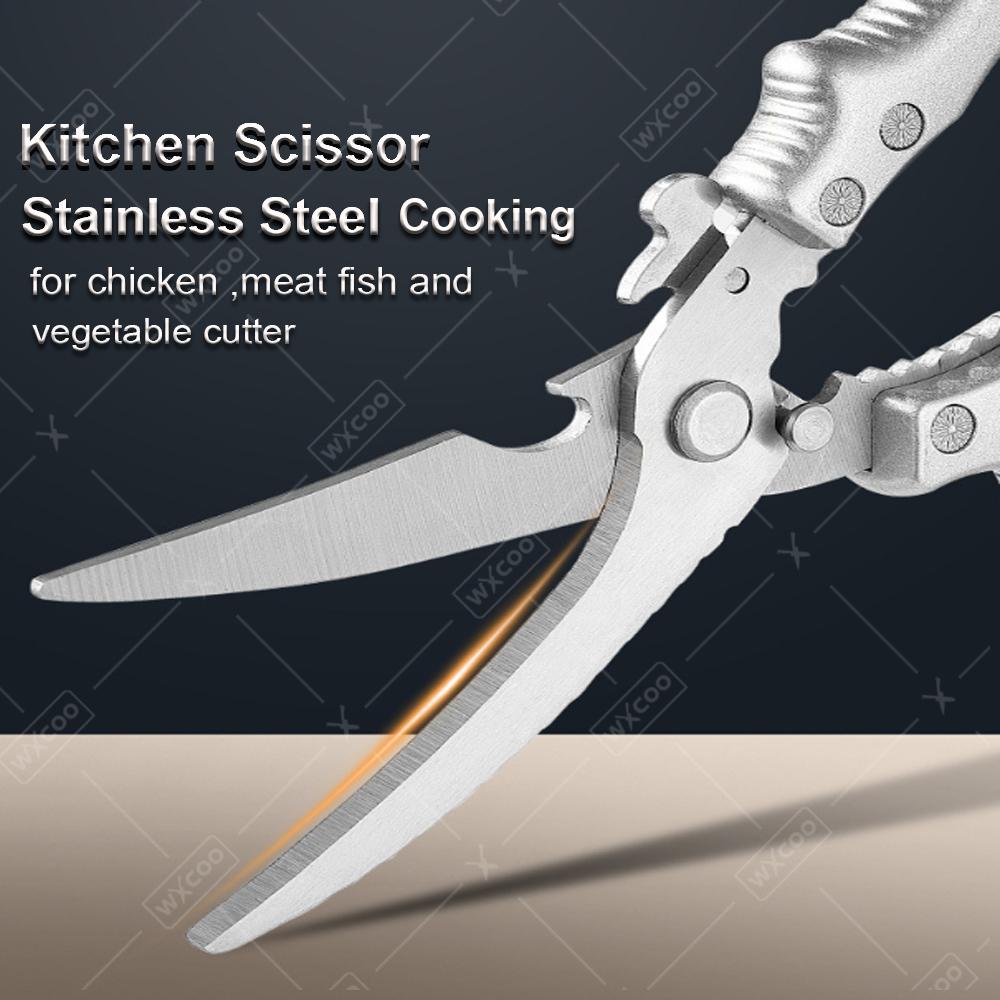 WXCOO Kitchen Scissors Chicken Bone Scissors Multi-Functional Meat Vegetable Fish Anti-Slip Handle Scissors Kitchen Specialised