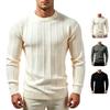 Men's Crewneck Ribbed Knit Sweater, Long Sleeve Pullover with Vertical Texture for Fall and Winter