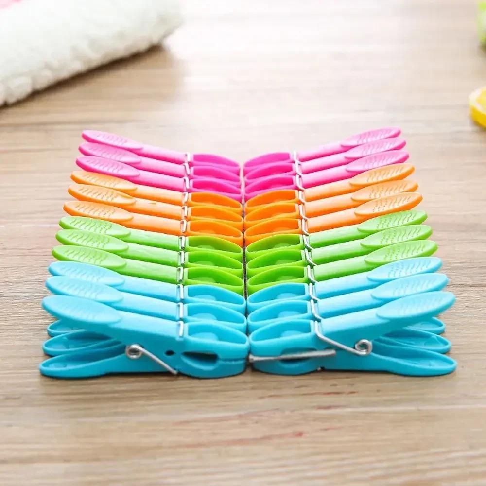 

24Pcs Clothespins Hanging Pegs Clips Plastic Hangers Racks Laundry Clothes Pegs Clamps Towel Clips Home Storage Hooks China Mainland