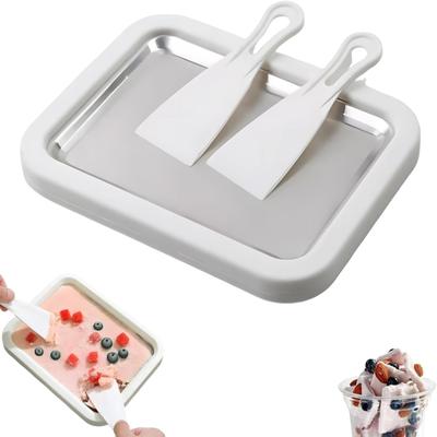 Rolled Ice Cream Maker Kit, 2026 Neues At-Home Rolled Ice Cream Maker Kit Gefrierplatte mit 2 Schabern Edelstahl Gefrorener Dessertbereiter
