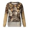 Women's Fashionable Casual Long-sleeved Retro Christmas Snowman Print Round Neck Top