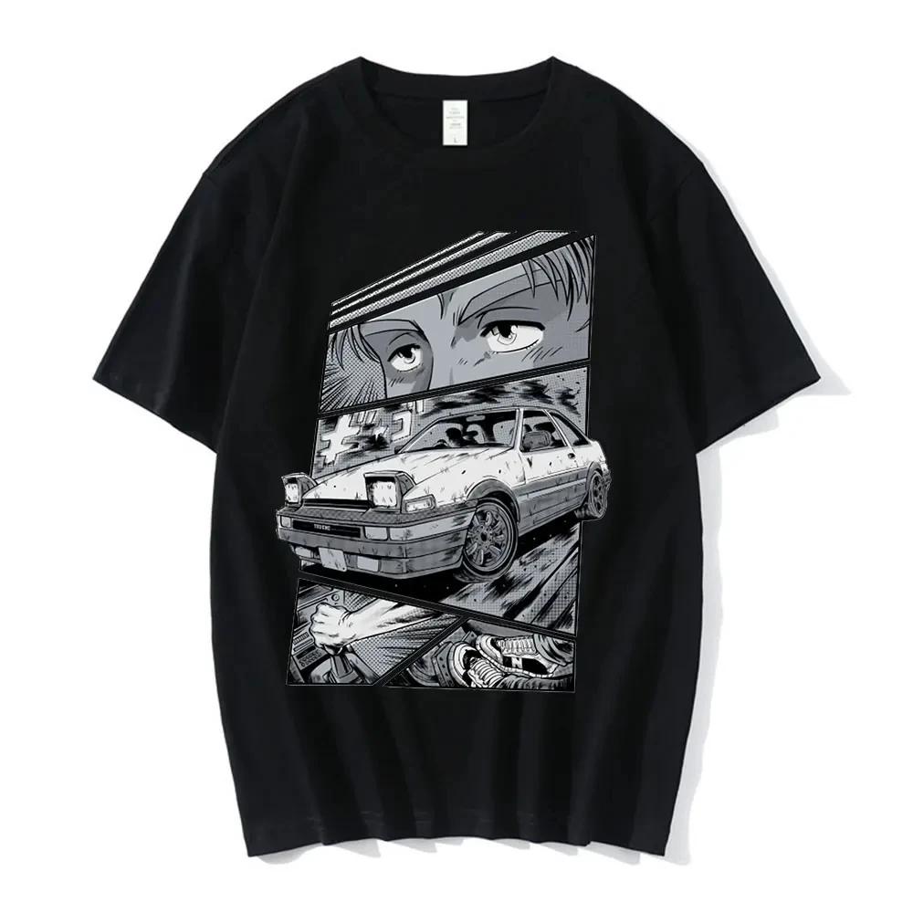 Divertente Maglietta Classica Initial D Girocollo Manica Corta Top Comodo 100% Cotone Estiva da Uomo Piccola Fresca Maglietta Tendenza Moda Maglietta