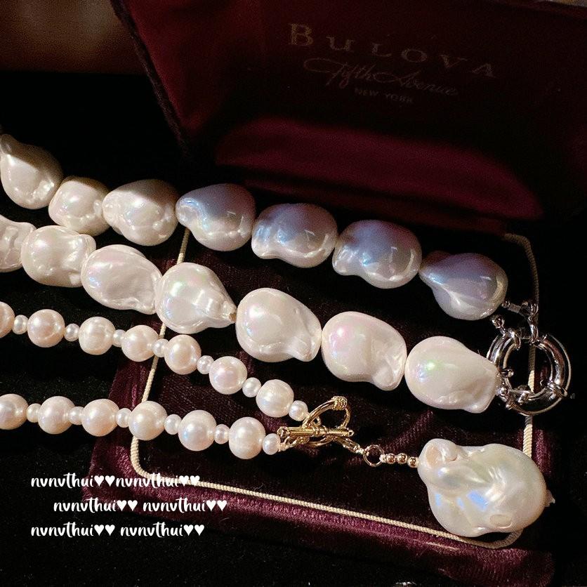 Mermaid Queen, Glacier Bus Pearl Necklace, Tahiti, Baroque Irregular, Pear-Shaped Bead Necklace