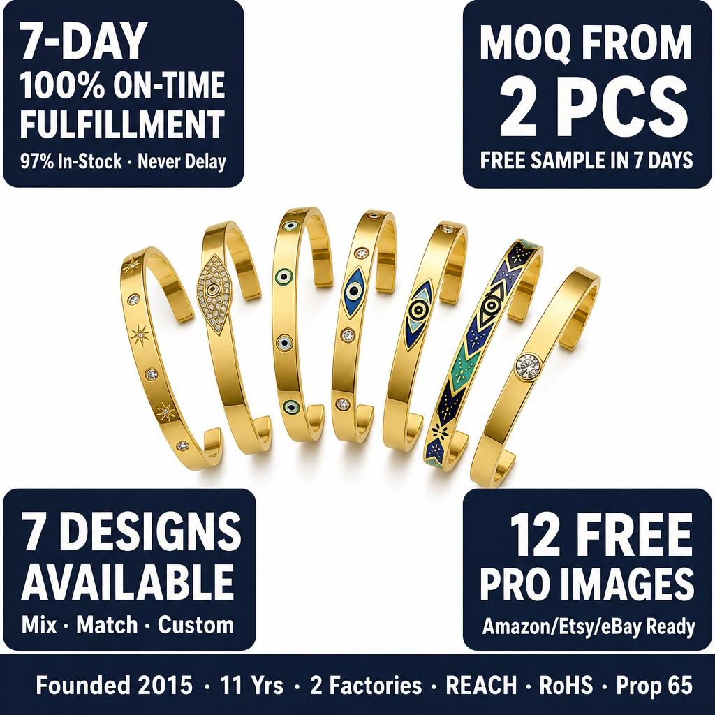 Hot Selling Goods Jewelry Colors Colourful Gemstone Zircon Bracelet Enamel 18K Gold Plated Oval Eyes Bangle for Women