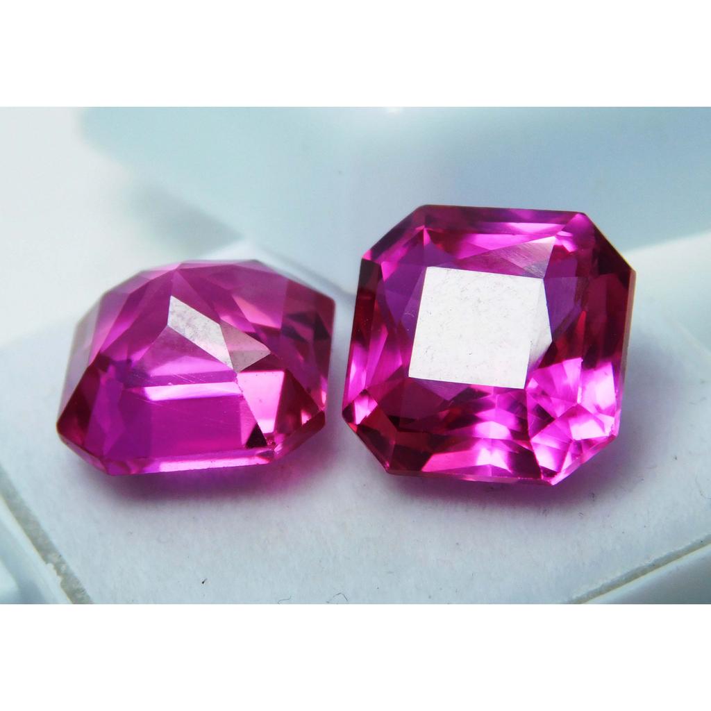 Natural Pink Sapphire Loose Gemstone 22.15 ct Square Cut Pair September Birthday Birthstone