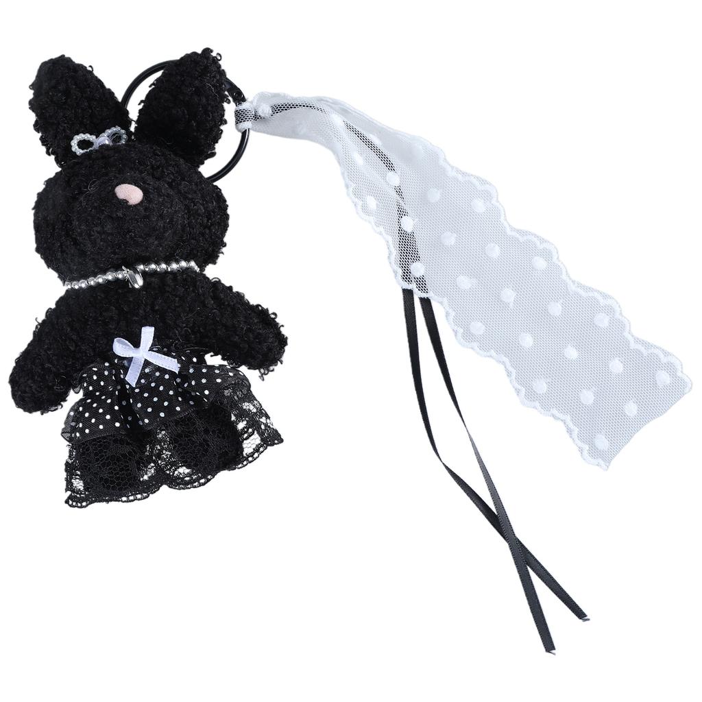 Elegant Plush Bear Keychain Charm Keyring Soft Furry Animal Pendant for Backpacks and Bags Fashion Accessory Decoration