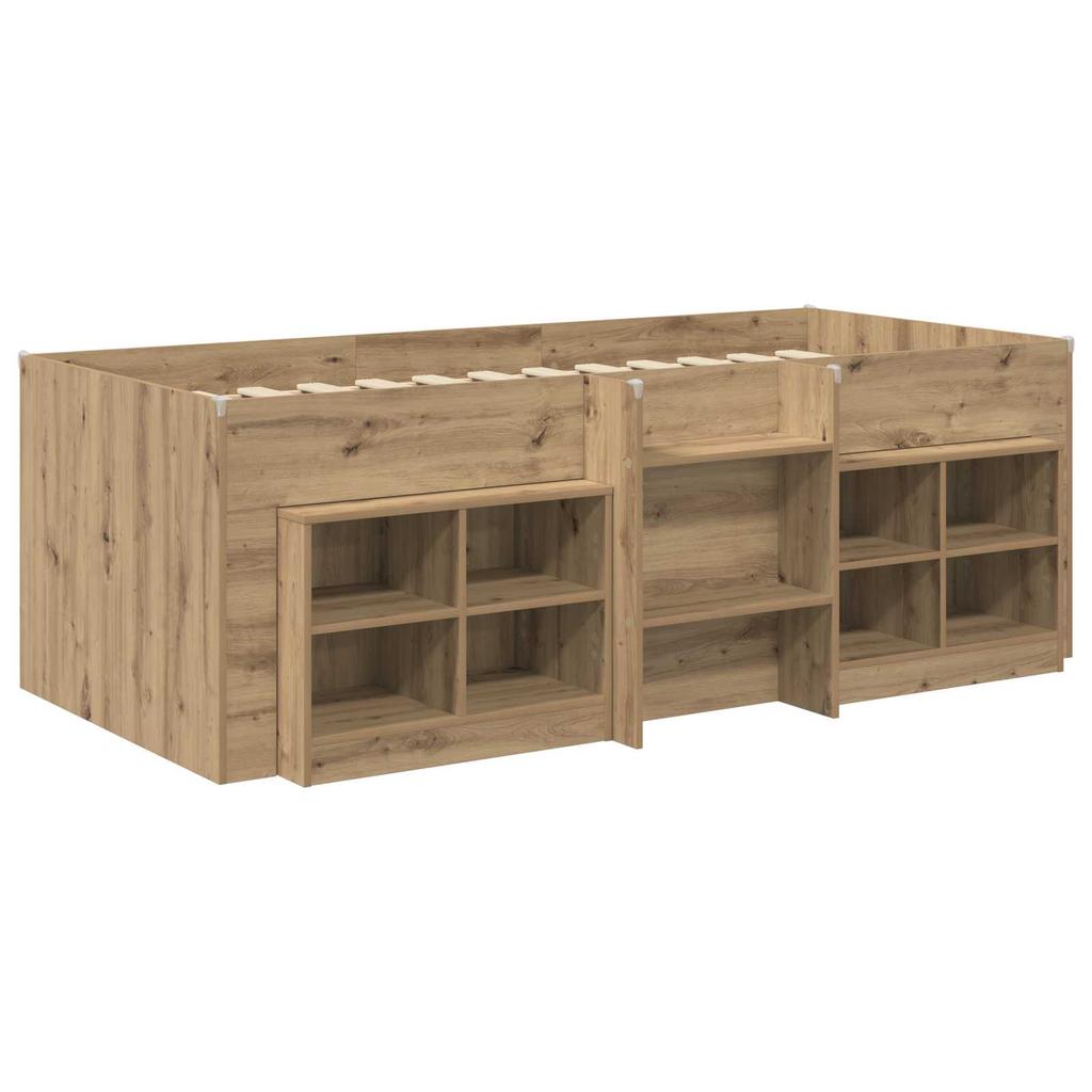 Loft Bed Frame with Wardrobe 3 pcs. Artisan Oak Engineered Wood