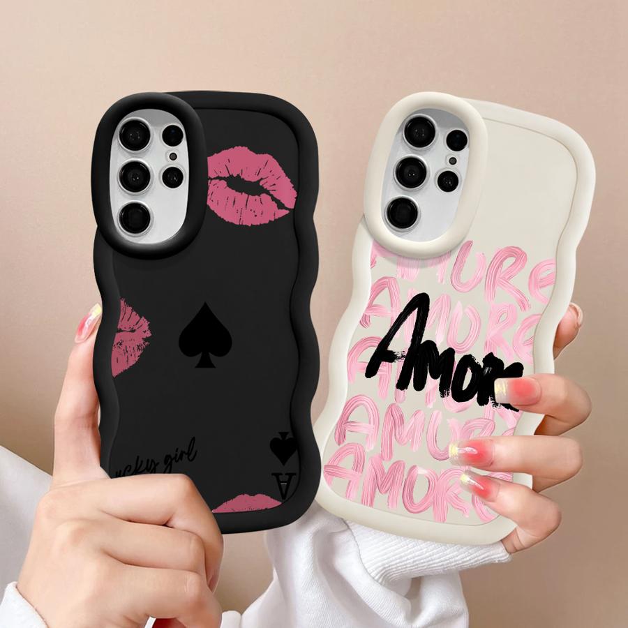Amore-Liebe Rosa Buchstabe Weiche Handyhülle für Samsung Galaxy S23 Plus A26 A25 S22 Ultra S21 S20 FE S25 S24 A34 A36 A35 A55
