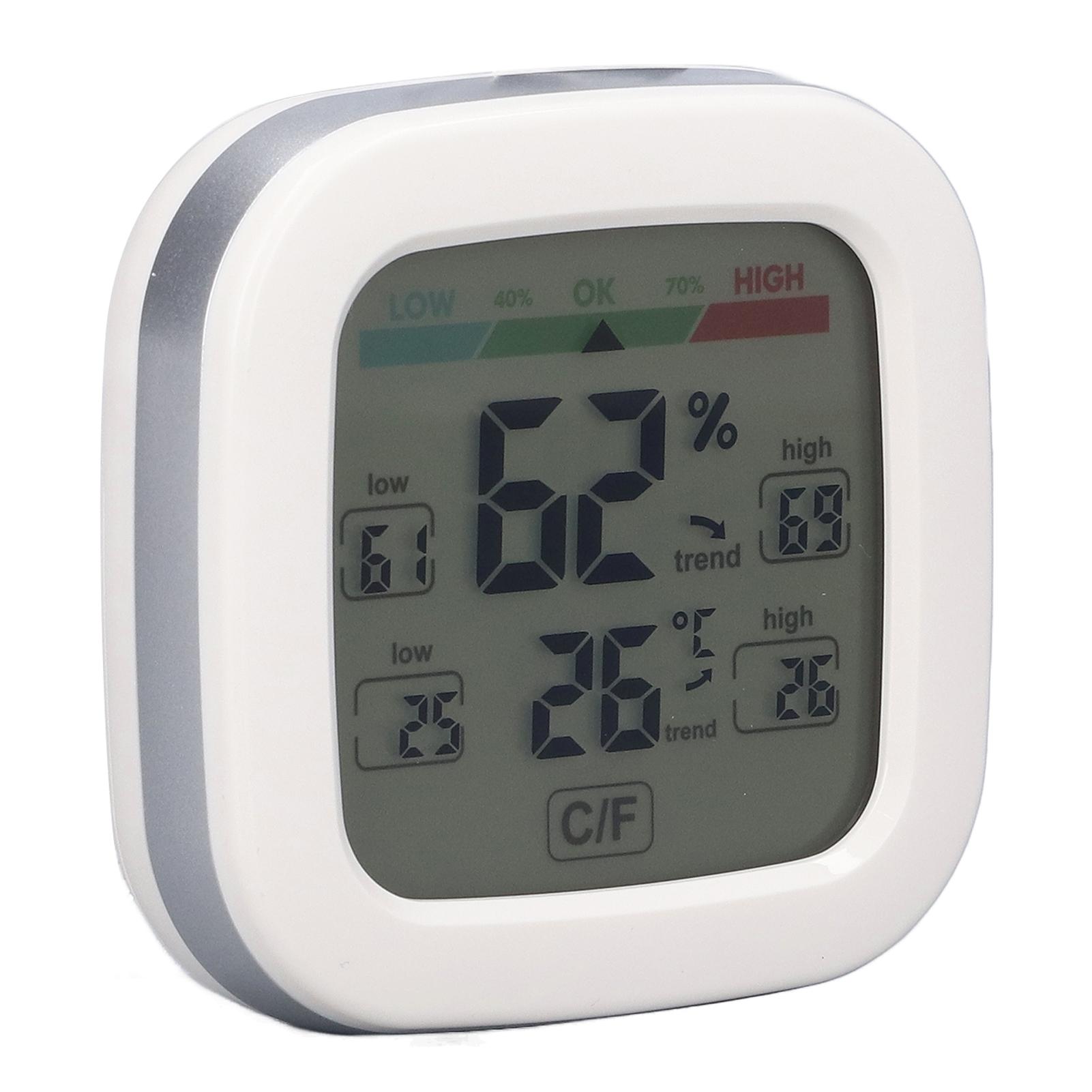 Room Thermometer with Color Screen, Highest Lowest Humidity Display, High Accuracy Humidity Sensor, 7 x 7cm Size, ABS Material,