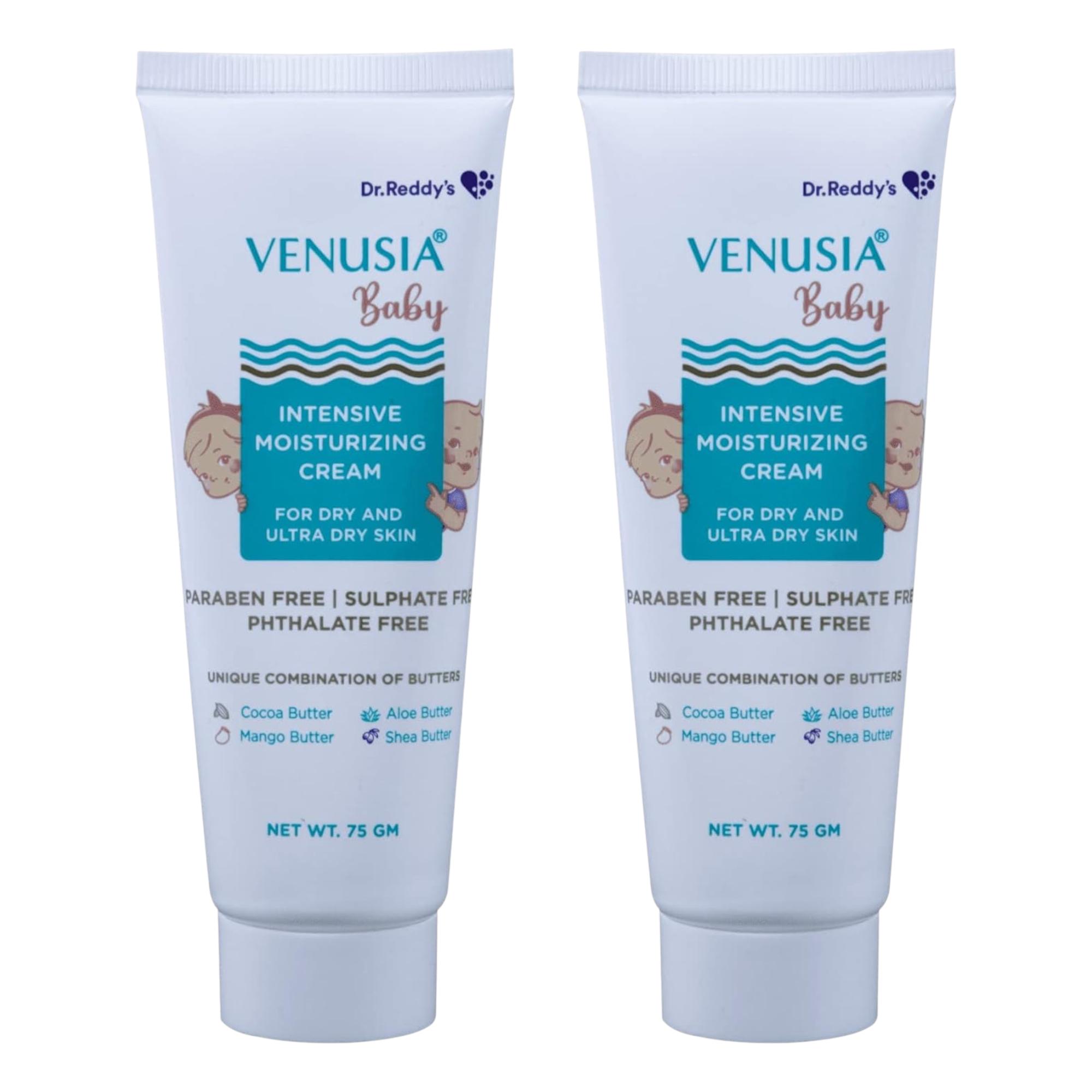 

VENUSIA Dr. Reddy s Baby Intensive Moisturizing Cream 75g Pack of 2 | Gentle Hydrating Skin Care with Shea, Aloe, Cocoa & Mango Butters