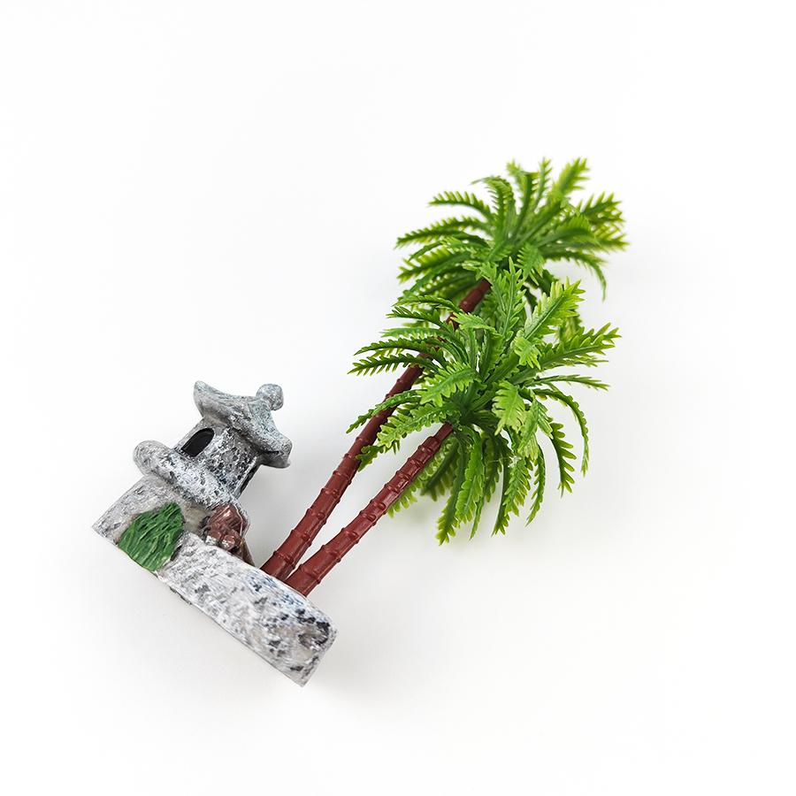 Aquarium Harz Kokospalme Laternenförmiges Wasserturm-Modell, DIY Mikro-Landschaft Dekoration, Aquarium Landschaft Ornament