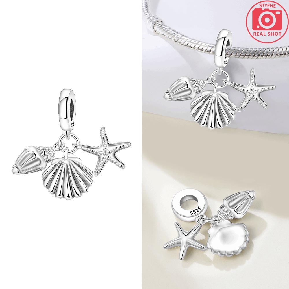 Original Charm Copper Heart Purple Zircon Crab Pendant Animal Marine Shell Mermaid Beads Fit Bracelet Women Jewelry Diy Gift