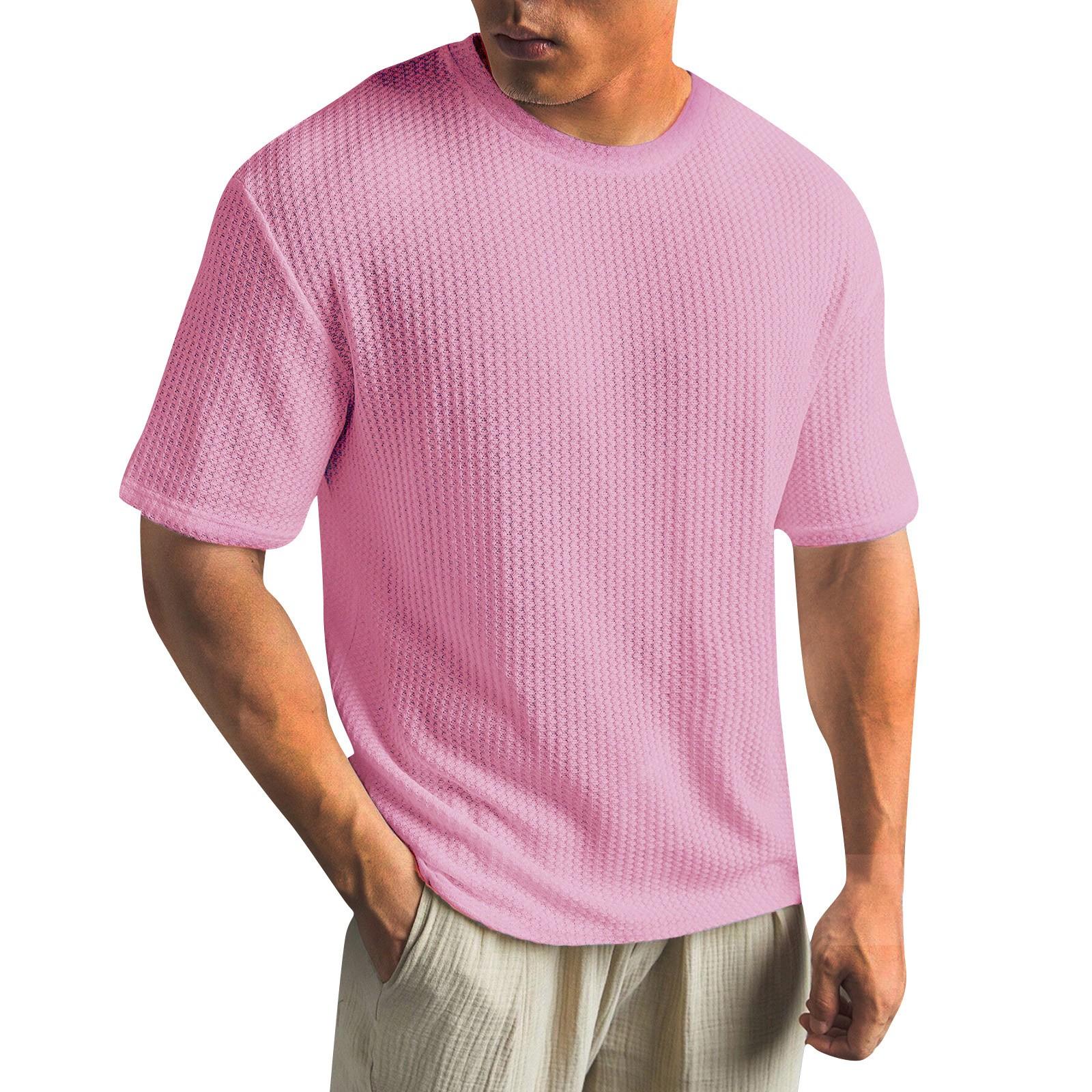 

Men s Casual And Fashionable -color T-shirt With Round Neck And Short Sleeves XXL рожевий