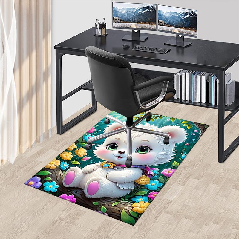 

1pc Anime Cute Bear Chair Mat - Office Desk Pad with Flower Crown Design, Non-Slip Carpet for Home Decor, Suitable for All Seasons and Perfect as a Gi 60cm by 90cm