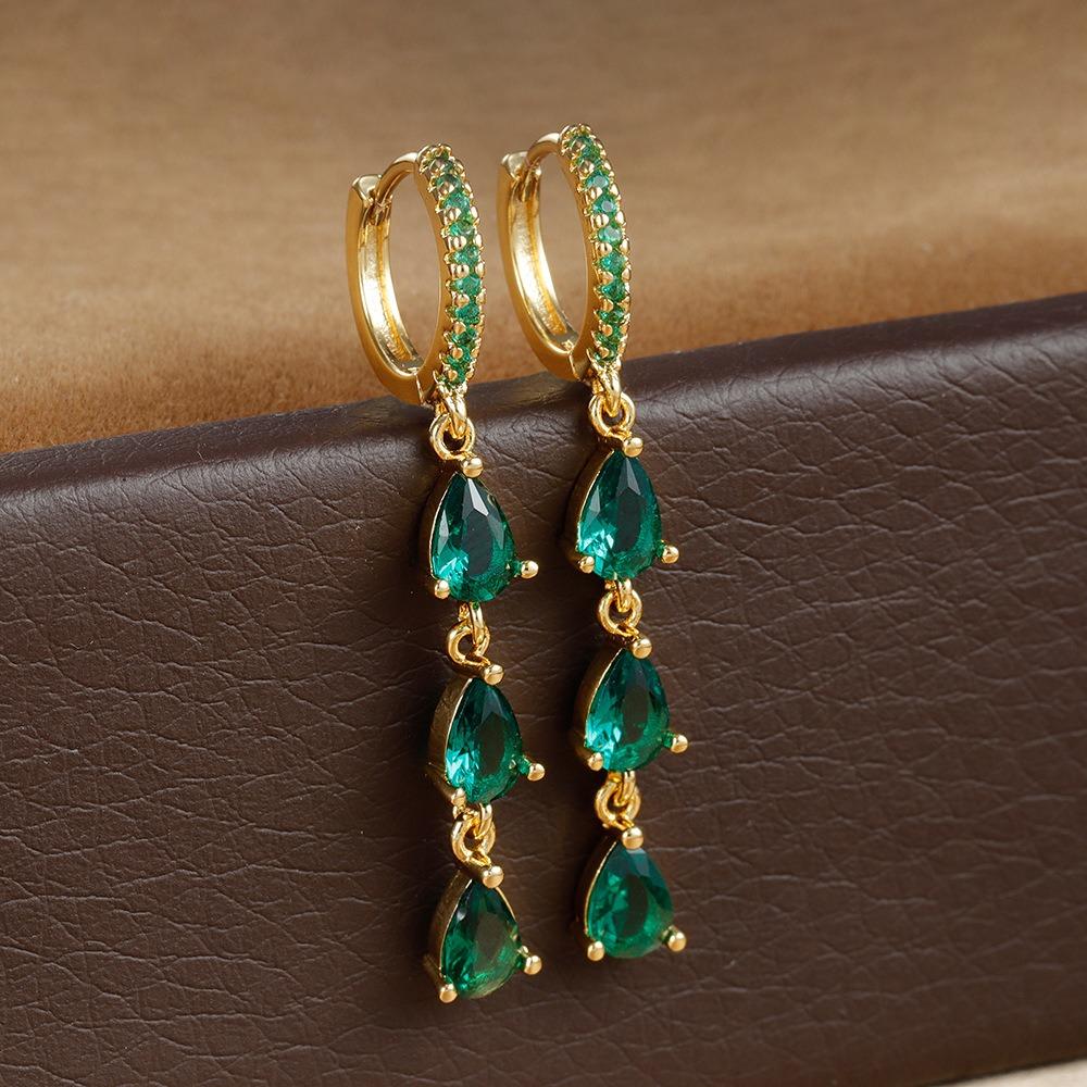 

Simple Colorful Water Drop Dangle Earrings Bohemia Crystal Eardrop Hoop Earrings Gifts