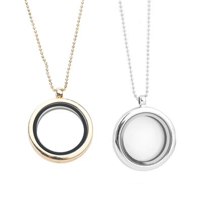 Trendige Gold/Silber Medaillon Halskette Wunderschönes schwebendes rundes Medaillon Anhänger DIY Schmuck All-Match für Frauen Freundschaft