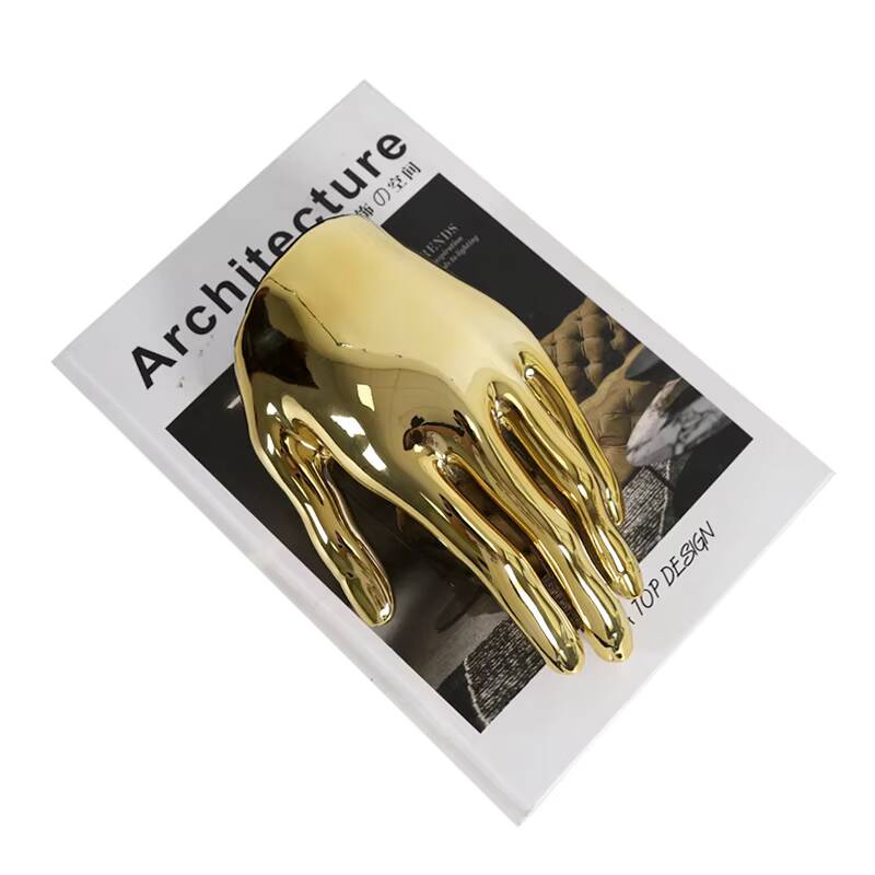 Golden Palm Resin Crafts Abstract Body Sculpture Golden Hands Finger Resin Decorative Figurines Home Decoration Accessories