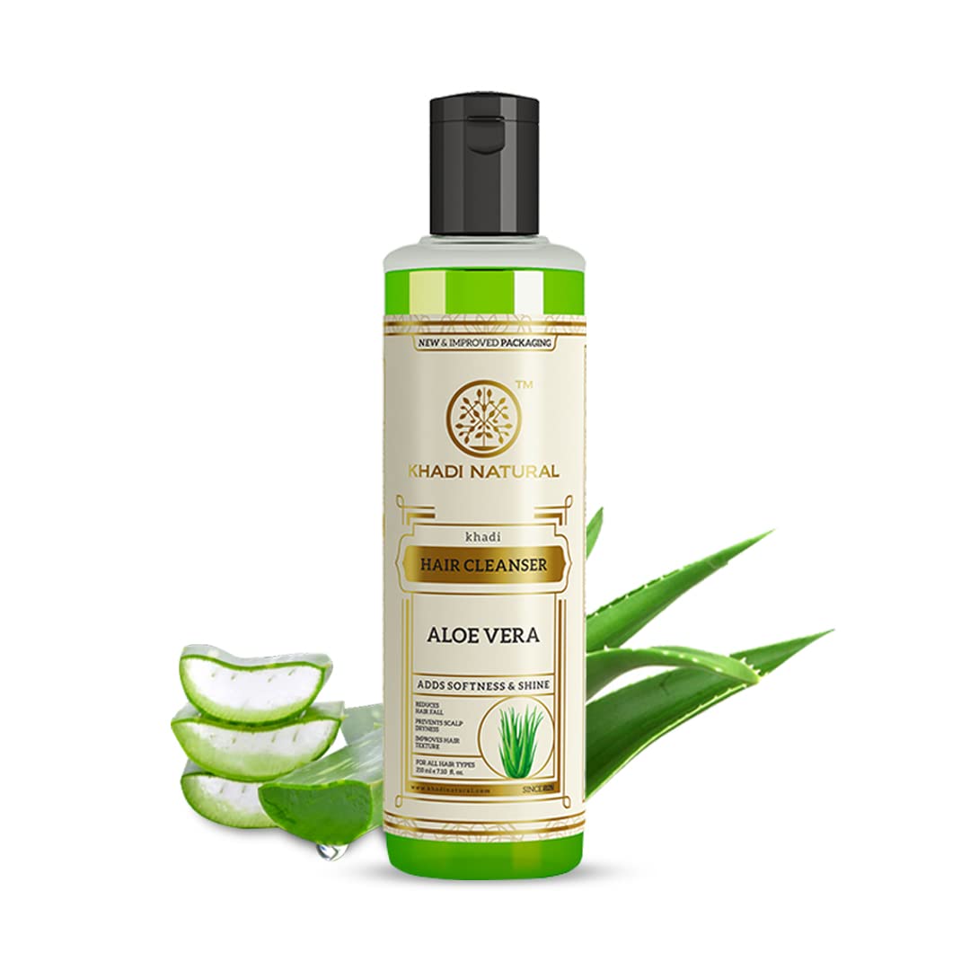 Khadi Natural Aloe Vera Hair Cleanser 210ml Pack of 1 | Nourishing Natural Hair Cleanser for All Hair Types