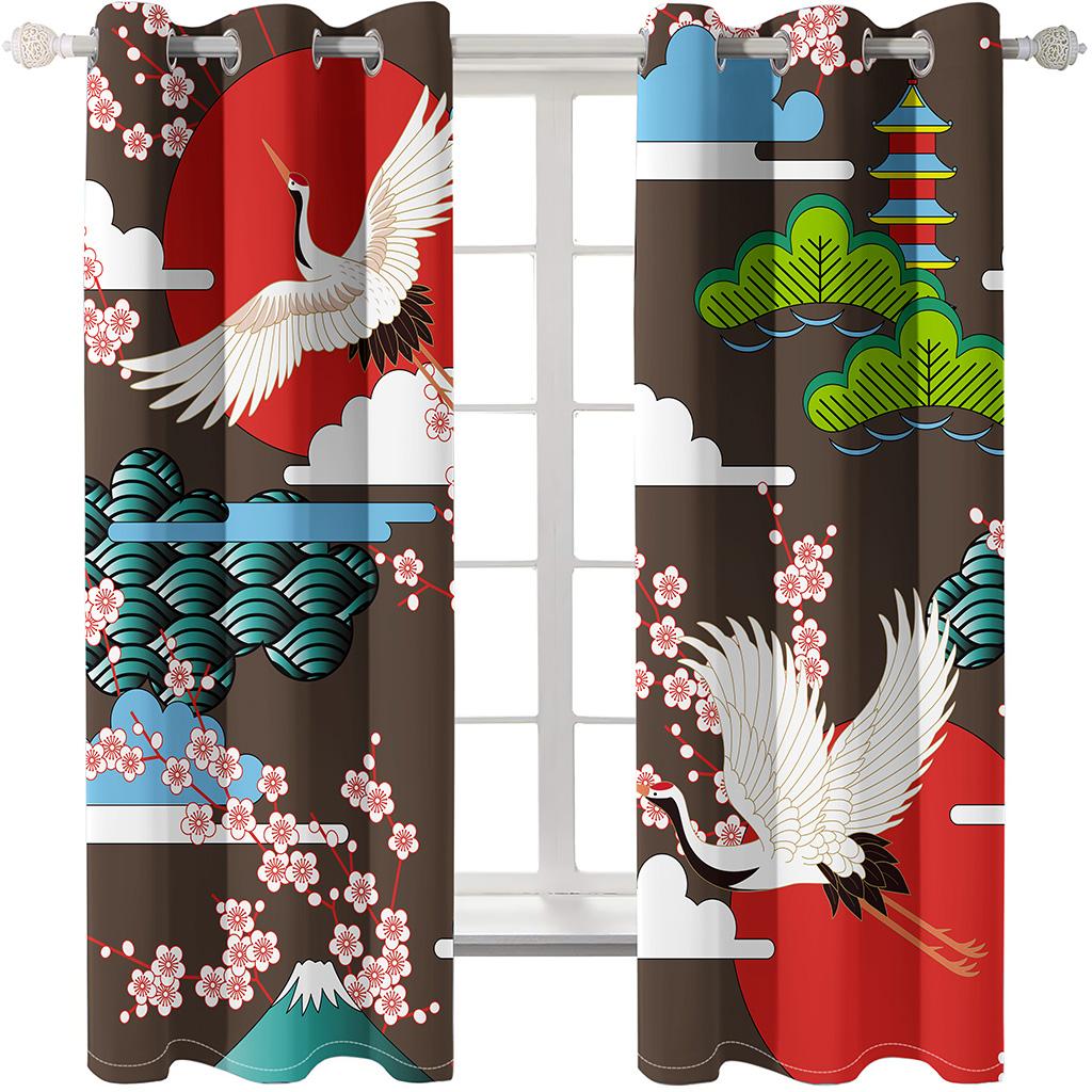 Bird Animal Red-crowned Crane Odorless Blinds Hall Thin Window Curtains for KidsLiving Room Bedroom Bathroom Door Kicthen Decor