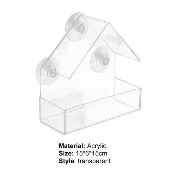 Hausförmiger Vogelfutterspender mit Saugnapf, Acryl-Futterbehälter, Kolibri-Futterspender, Heimtierbedarf