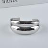 Fashion Glossy and Simple Fashionable Open-Ended Bracelet Double-Layer Design Wide Metal Texture Glossy Bracelet 2024 New Arrival