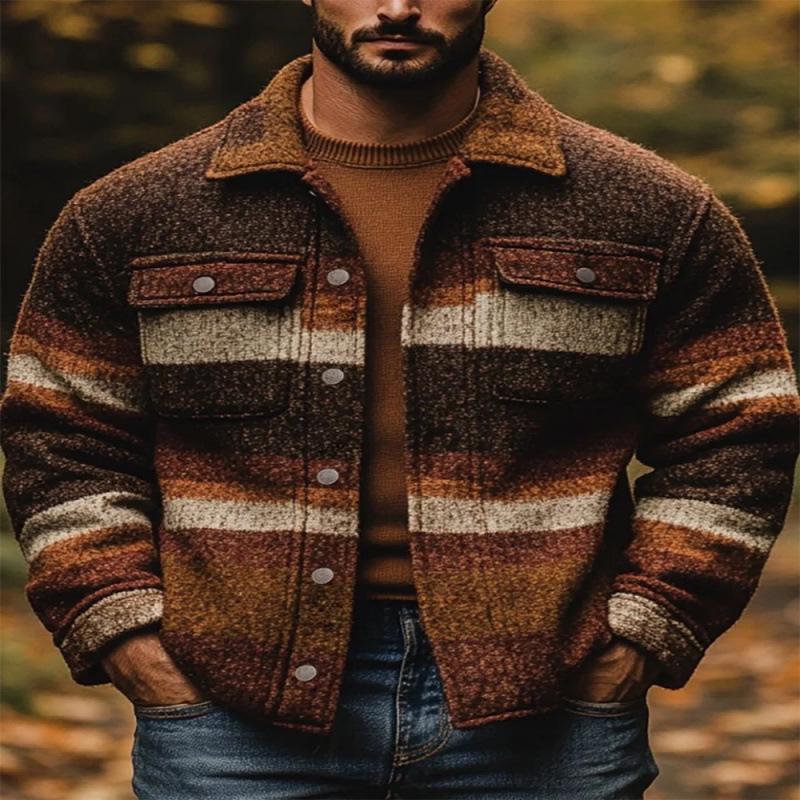 New 2026 Plaid Pattern 3D Printed Men's Regular Fit Double Pocket Jacket Coat
