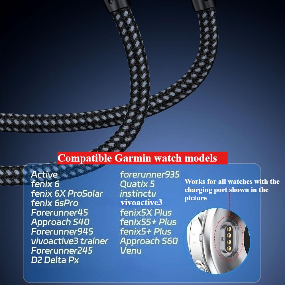 USB Type-C 2 in 1 Charging Cable for Garmin Watch