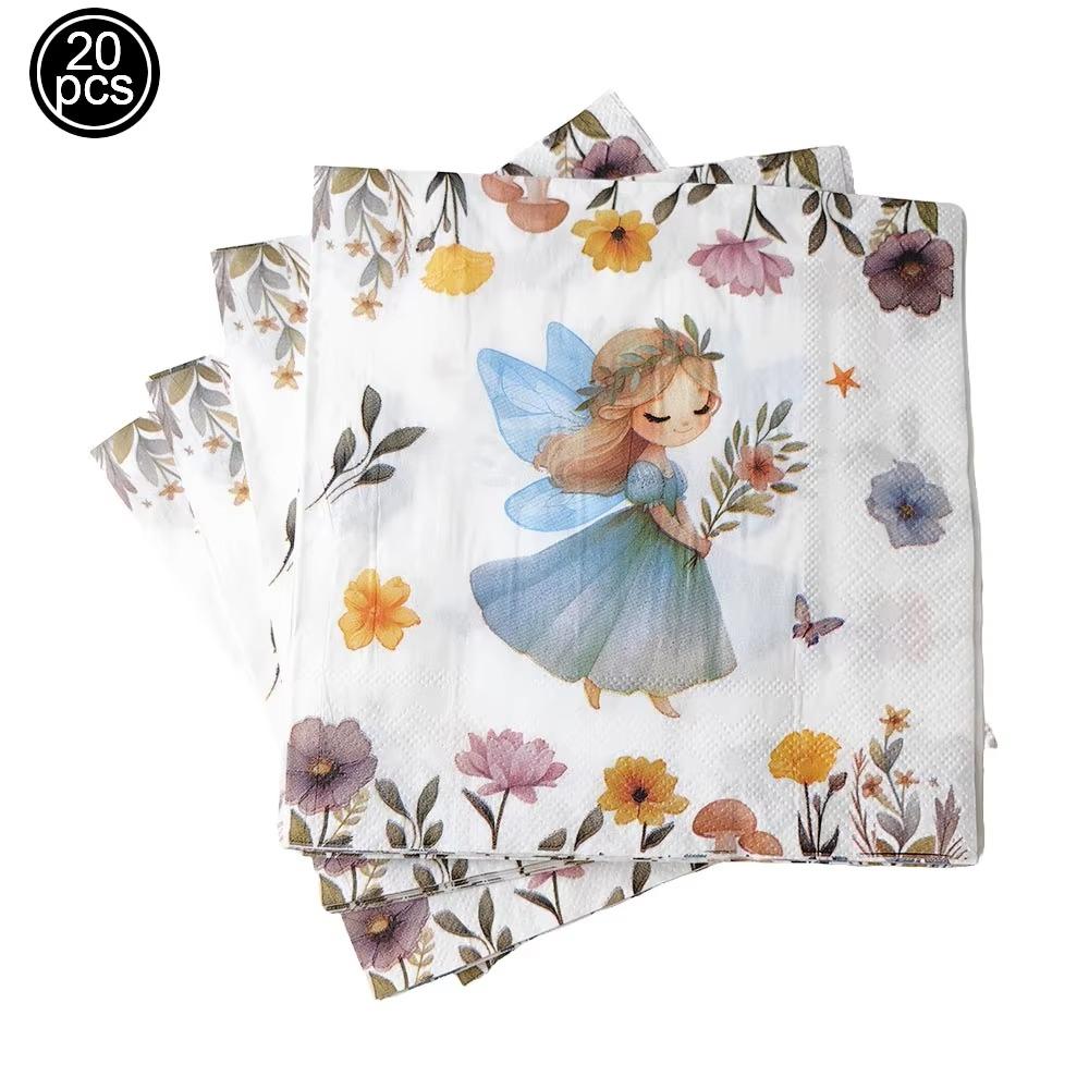 Pink Butterfly Flower Fairy Theme Disposable Tableware Plates Cups Napkins Girls Birthday Party Wedding Baby Shower Decor