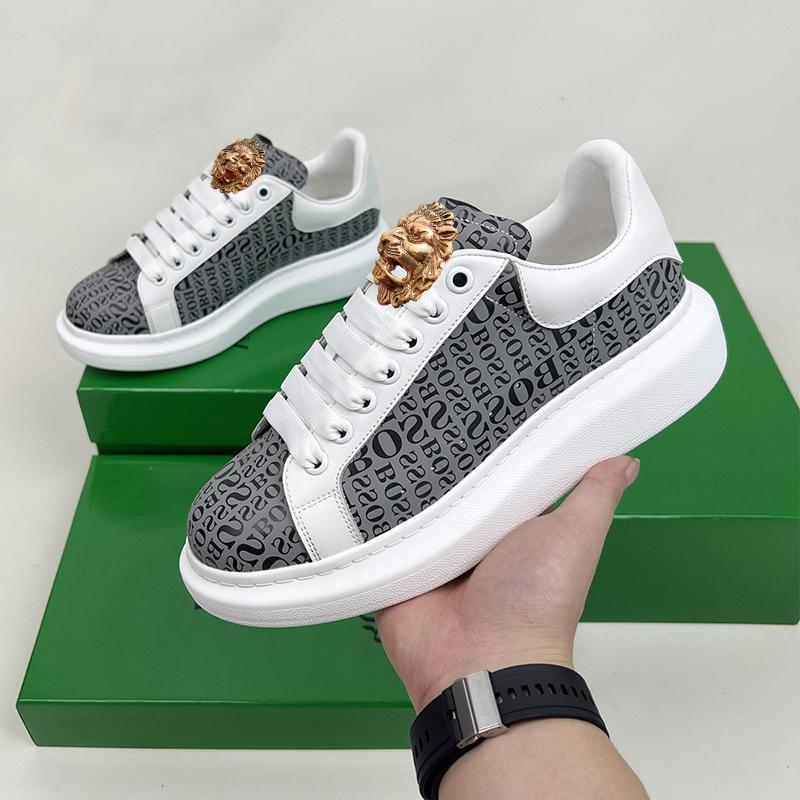 High-end genuine leather men's casual shoes with low heel, casual leather surface sports shoes, thick-soled men's shoes A1