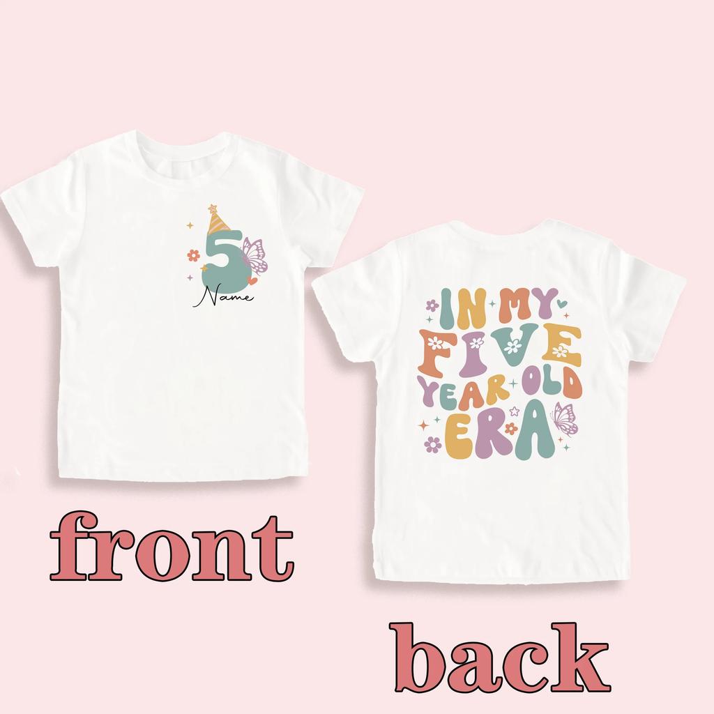Personalised Girls Birthday Shirt Custom Name Kids 19 Year Birthday Party Outfit Child Short Sleeve Tshirt Girl Retro Tee Tops