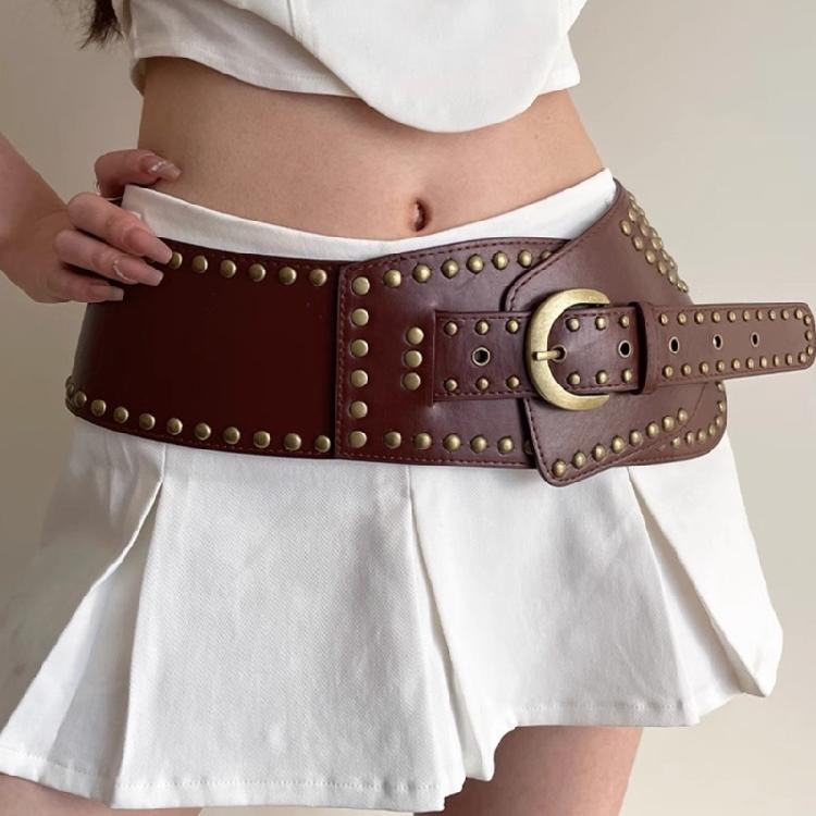 Party Rivet Studded Belt for Adult All Matching Belt Waistband PU Leather Belt Elegant Pants Jeans Belt for Women Men