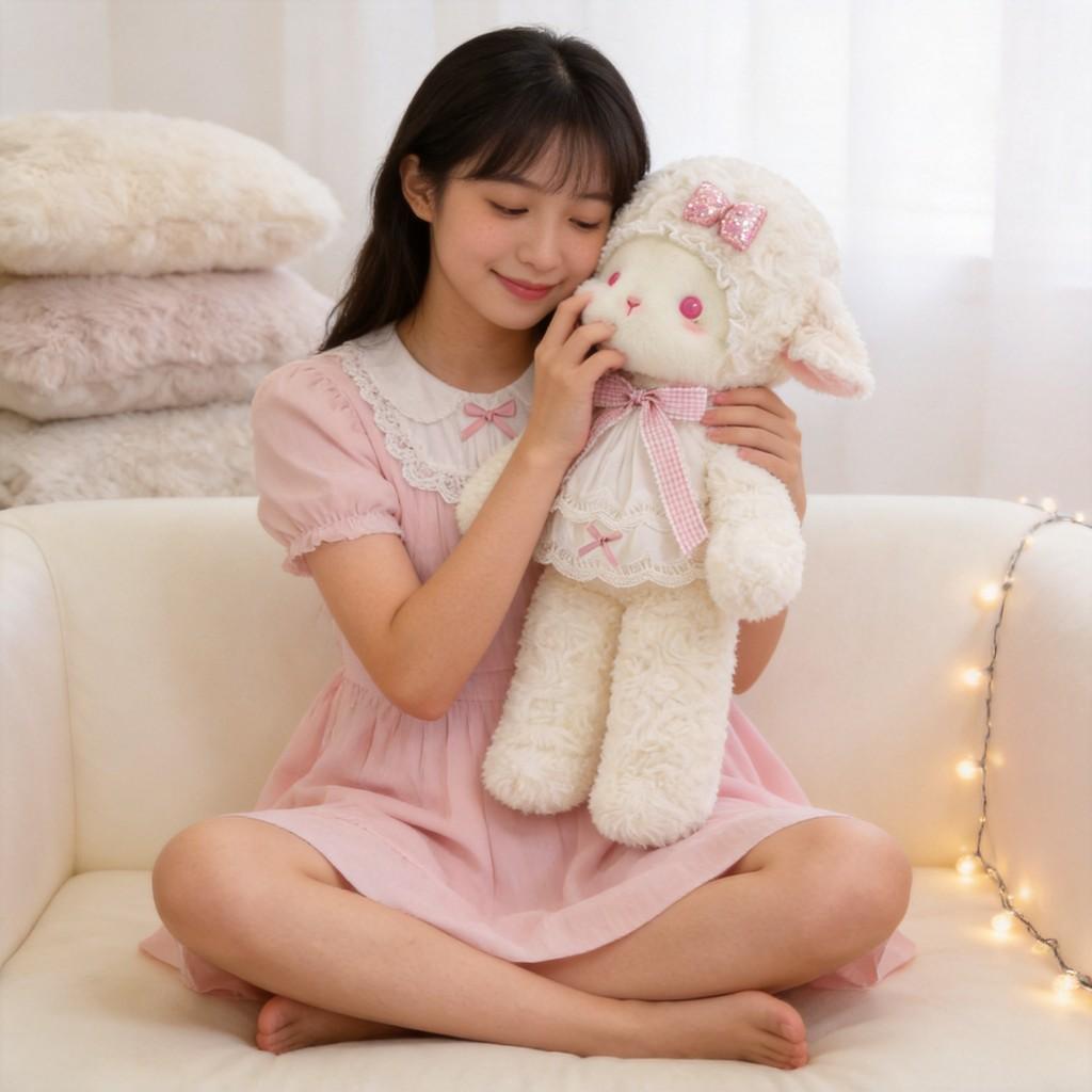 Peluche Lolita Agnello Giocattolo di Peluche Regalo Per Bambine e Bambini