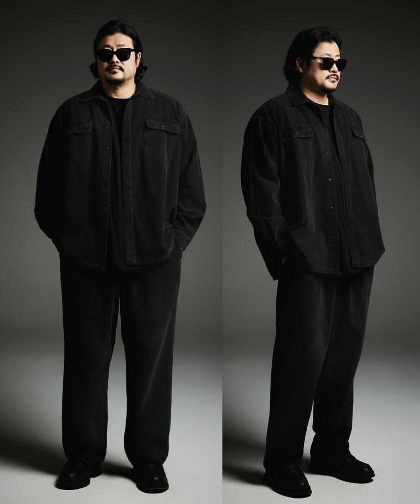 BOOVOOM [Plus Size] Ink Shade Washed Corduroy Shirt