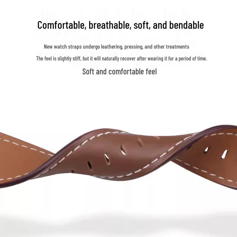 Genuine Leather Watch Strap with Flat Pin Buckle for Huawei GT5/4/3 Pro, 22/20/18mm