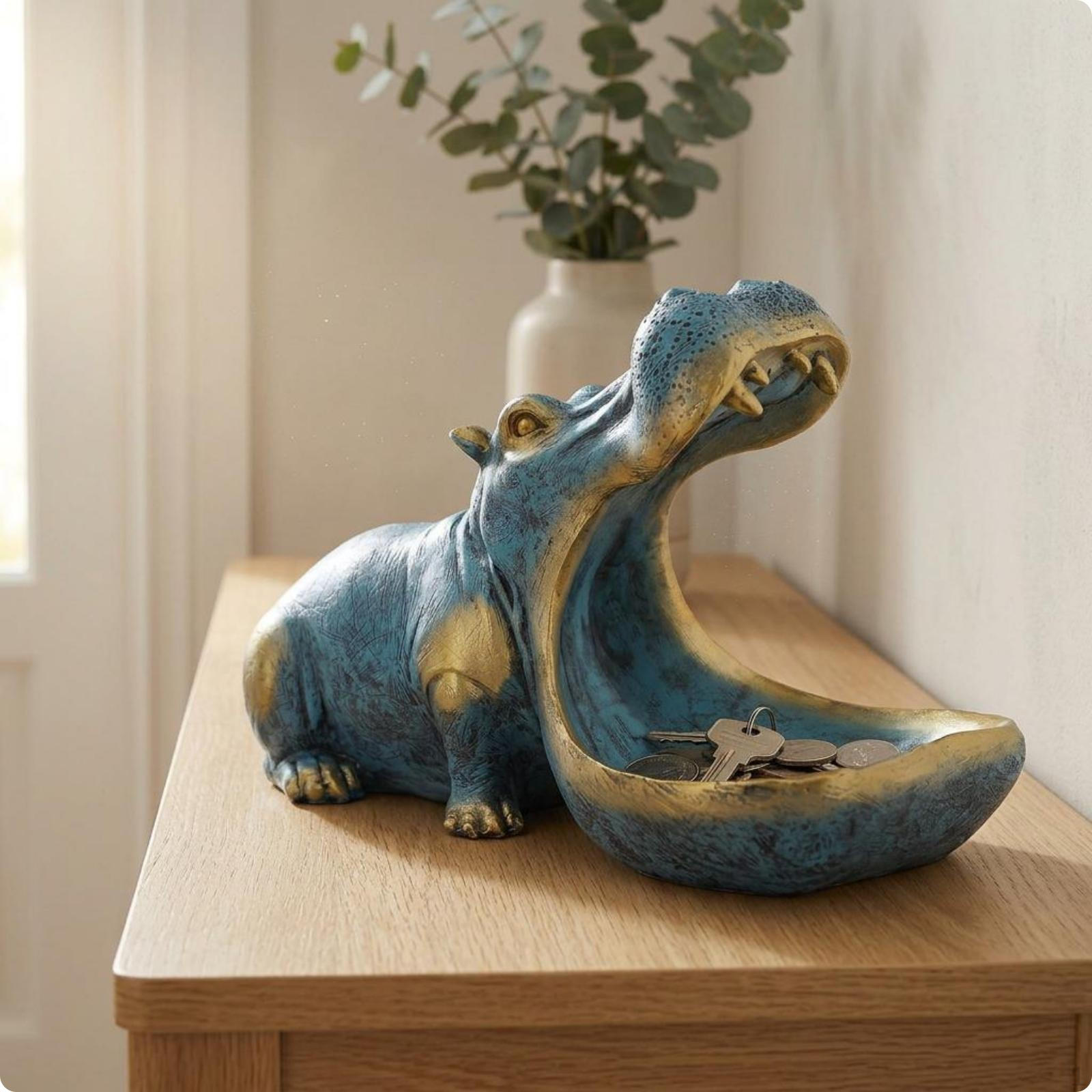 Hippo Tray Carved Animal Bowl Textured
