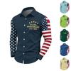 Camisas de Manga Comprida para Homens do 250º Aniversário dos EUA 1776-2026 Camisas com Bandeira Americana